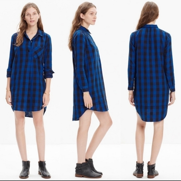 Madewell latitude shirtdress blue buffalo plaid